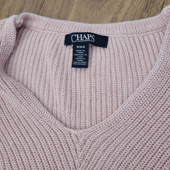 Chaps knit sweater M size pinck colour V neck - Picture 5 of 7